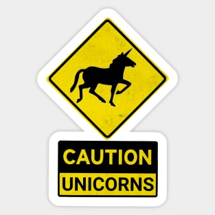 Caution Unicorns Sticker